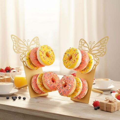 AIM & GGKK Gold Butterfly Donut Stand Display Wall,Metal Donut Holder Stand for Party Dessert Table,Donuts Board for Weddings Birthday Baby Shower,Bagel Holder Donuts Bar Display Decor in Saudi Arabia
