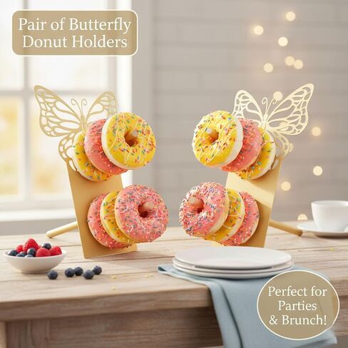 AIM & GGKK Gold Butterfly Donut Stand Display Wall,Metal Donut Holder Stand for Party Dessert Table,Donuts Board for Weddings Birthday Baby Shower,Bagel Holder Donuts Bar Display Decor in Saudi Arabia