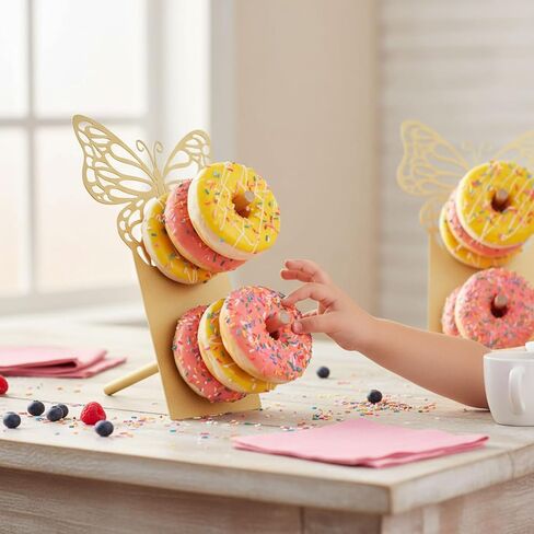 AIM & GGKK Gold Butterfly Donut Stand Display Wall,Metal Donut Holder Stand for Party Dessert Table,Donuts Board for Weddings Birthday Baby Shower,Bagel Holder Donuts Bar Display Decor in Saudi Arabia