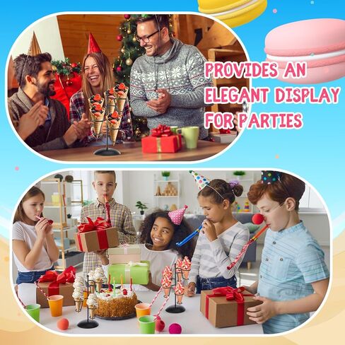 FoldTier 2 حزمة حامل مخروط الآيس كريم الحديدي للحفلات 5 فتحات عرض مخروط الوافل مع قاعدة لفة يدوية رف حلوى السوشي الفشار يحمل ما يصل إلى 10 إمدادات صيفية لحفلات الزفاف والحلويات اللذيذة in Saudi Arabia