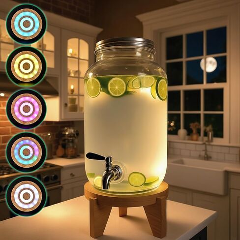 LED Drink Dispenser Stand, Beverage Dispenser Holder with16 Lighting Effects for Home, Parties, and Catering Events, Holder Fits up to 5-Gal Jug, 8.5 inch (Water Bottle not Included) in Saudi Arabia