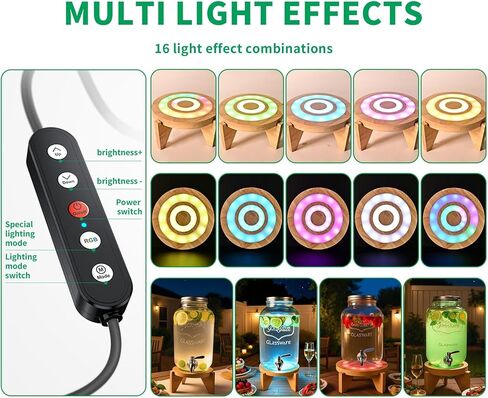 LED Drink Dispenser Stand, Beverage Dispenser Holder with16 Lighting Effects for Home, Parties, and Catering Events, Holder Fits up to 5-Gal Jug, 8.5 inch (Water Bottle not Included) in Saudi Arabia