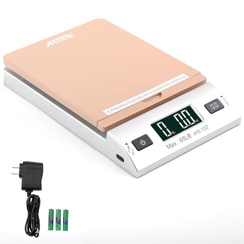 Acteck A-808 100LB x 0.1OZ الشحن الرقمي والمقياس البريدي، الفولاذ المقاوم للصدأ، التصميم الحديث، محول تيار متردد للبطاريات وشريط قياس متضمن in Kuwait
