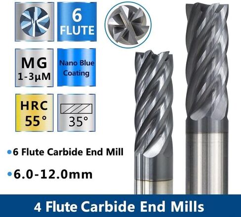 Roughing End Mill 6 Flute CNC Router Bit 6/8/10/12mm Carbide End Mill TiAIN Coated HRC55 CNC Machining Milling Tools in Saudi Arabia
