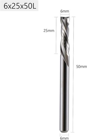 5pcs Router Bits 6mmx25mmx50mm Up Down Cut 2 Flutes Solid Carbide CNC End Mill Bit Compression CNC Router Bits for Wood Carving in Saudi Arabia