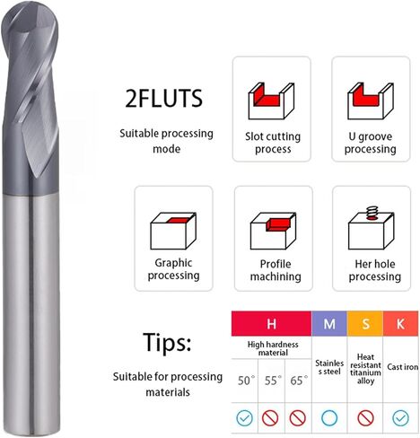Ball Nose End Mill Cutter CNC Router Bits Tungsten Carbide Cutter Double Flute Milling Tool HRC50 55 65 Ball End Mill R1 R2 in Saudi Arabia