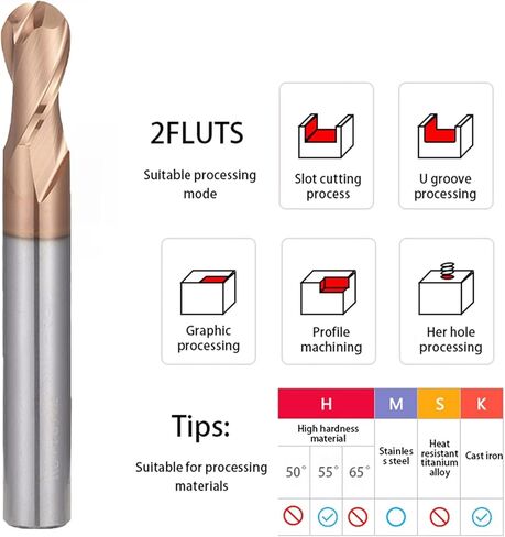 الكرة الأنف نهاية مطحنة القاطع CNC راوتر بت التنغستن قاطع كربيد مزدوج الناي طحن أداة HRC50 55 65 الكرة نهاية مطحنة R1 R2 in Kuwait