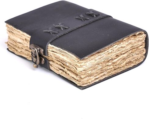 مجلة جلدية خمر مع إغلاق القفل ، 200 صفحة ورقة مصنوعة يدويًا ، دفتر كتابة عتيق مع حواف Deckle ، بني محزن ، 7 × 5 بوصات in Saudi Arabia