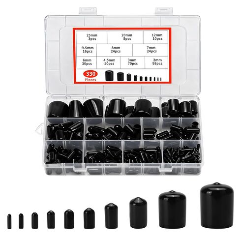 330 Pcs Round Rubber End Caps Kit, PVC Plastic Caps, Black Screw Covers for Bolts, Thread Protector Covers for Screw Bolt Nut Protective Capsset in Kuwait