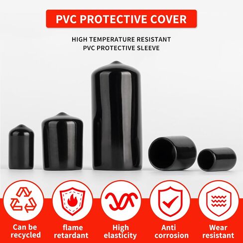 330 Pcs Round Rubber End Caps Kit, PVC Plastic Caps, Black Screw Covers for Bolts, Thread Protector Covers for Screw Bolt Nut Protective Capsset in Kuwait