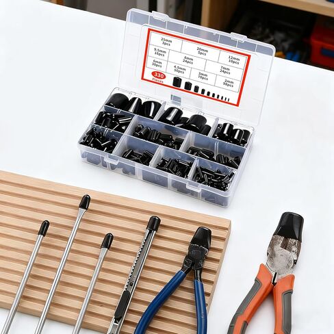 330 Pcs Round Rubber End Caps Kit, PVC Plastic Caps, Black Screw Covers for Bolts, Thread Protector Covers for Screw Bolt Nut Protective Capsset in Kuwait