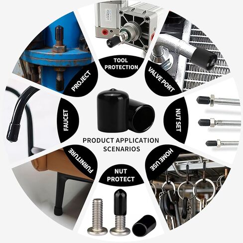 330 Pcs Round Rubber End Caps Kit, PVC Plastic Caps, Black Screw Covers for Bolts, Thread Protector Covers for Screw Bolt Nut Protective Capsset in Kuwait