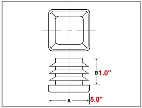 SBDs (Pack of 2) 5.0" Plug for Square Tubing (SQR 5-3-10 PE-LD) to fit Square Tube End Caps Size OD 5.0" |Wall Thickness 3-10 Ga. (.259-.134)" – For ID 4.482" to 4.732" – Made in USA. in Saudi Arabia
