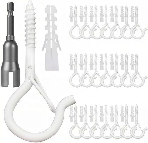 25 حزمة أسود Q-hanger السنانير مع مشبك السلامة ، 25pcs السنانير المسمار كوب مقاوم للرياح و 25pcs تثبيت البلاستي in Kuwait