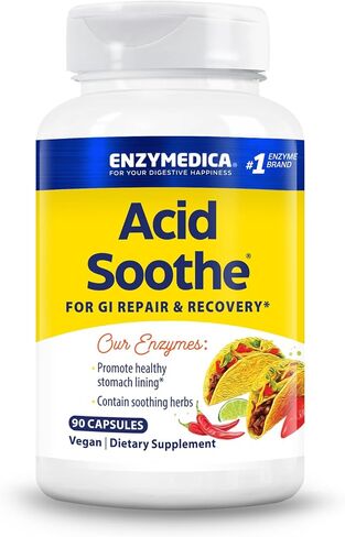 Enzymedica, Acid Soothe, Support for Occasional Heartburn, 3-in-1 Formula with Enzymes & Soothing Herbs, 90 Count in Saudi Arabia