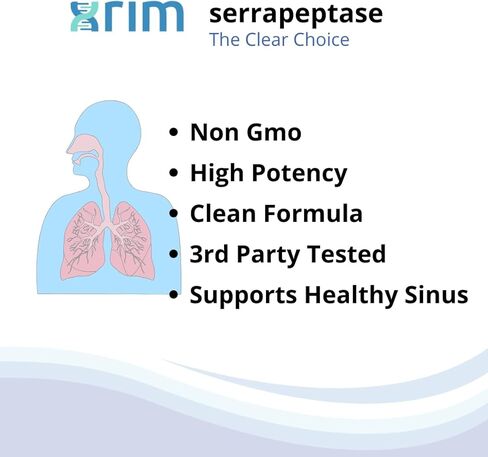 xrim Serrapeptase 120,000 SPU - مكمل إنزيم جهازي عالي الفعالية - دعم التحلل البروتيني للجيوب الأنفية والالتهابات والتعافي - نباتي، غير معدل وراثيًا، مغلف معويًا in Saudi Arabia