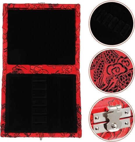 Toddmomy Lightweight Oboe Reed Case with Red Cloth Cover 6-capacity Oboe Reed Storage Box Protective Organizer for Portable Instrument Bag for Musician Use in Kuwait