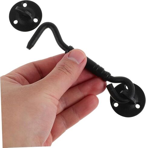 Stainless Steel Heavy-Duty Hook and Eye Door Latch Sturdy Replacement Lock for Indoor and Outdoor Use for Windows Gates and Sheds Black Finish in Saudi Arabia