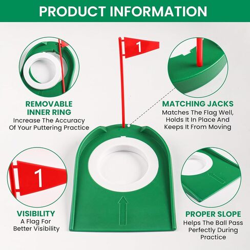 FINGER TEN Golf Putting Cup with Numbered Flag Design Value 6 or 9 Pack, Durable Plastic Practice Cups Golf Training Aids, Lightweight Easy to Carry for Office Backyard Indoor Outdoor in Kuwait