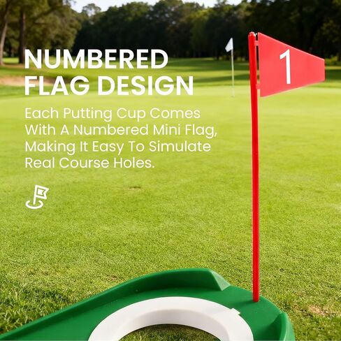 FINGER TEN Golf Putting Cup with Numbered Flag Design Value 6 or 9 Pack, Durable Plastic Practice Cups Golf Training Aids, Lightweight Easy to Carry for Office Backyard Indoor Outdoor in Kuwait
