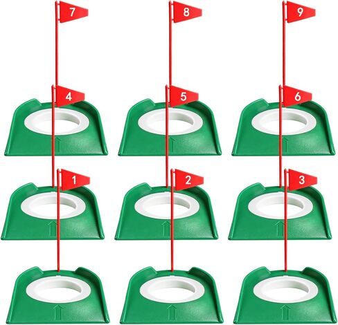 FINGER TEN Golf Putting Cup with Numbered Flag Design Value 6 or 9 Pack, Durable Plastic Practice Cups Golf Training Aids, Lightweight Easy to Carry for Office Backyard Indoor Outdoor in Kuwait