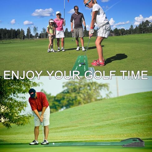 MYKUJA Putting Green Indoor Golf Putting Mat with Auto-Ball Return - Putter Alignment Guides at 3,5,7 Ft - Mini Golf Practice Mat for Home or Office - Golf Gifts for Men in Kuwait