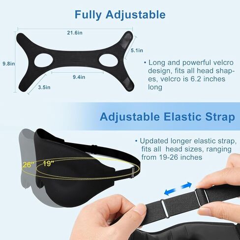 Chin Strap for Sleeping, Anti Snoring Devices Comfortable Effective Stop Snoring Solution, Snore Stopper Breathable, Anti Snore Chin Strap Adjustable Velcro, with Eye Mask, Black in Kuwait