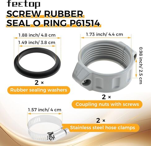 2 قطعة سدادة مطاطية لولبية على شكل حرف O P61514، متوافقة مع Coleman Lay-Z-Spa A Saluspa، أجزاء حوض الاستحمام الساخن استبدال مضخة التضخم، أختام محول التضخم، غسالات مع 2 مشبك خرطوم in Kuwait