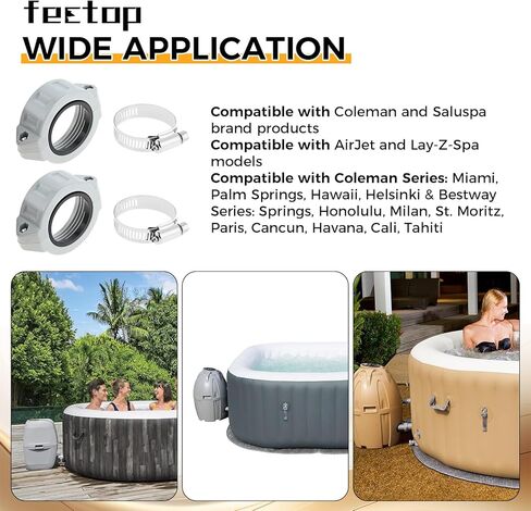 2 قطعة سدادة مطاطية لولبية على شكل حرف O P61514، متوافقة مع Coleman Lay-Z-Spa A Saluspa، أجزاء حوض الاستحمام الساخن استبدال مضخة التضخم، أختام محول التضخم، غسالات مع 2 مشبك خرطوم in Kuwait