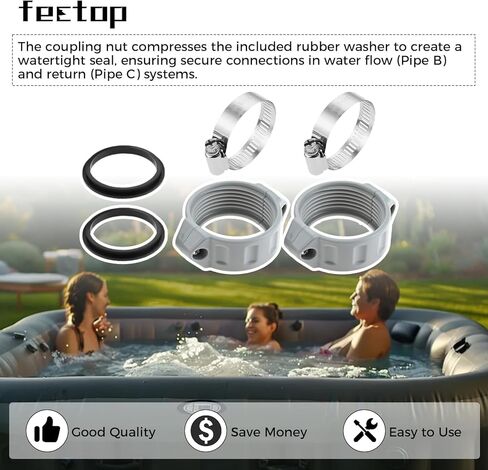 2 قطعة سدادة مطاطية لولبية على شكل حرف O P61514، متوافقة مع Coleman Lay-Z-Spa A Saluspa، أجزاء حوض الاستحمام الساخن استبدال مضخة التضخم، أختام محول التضخم، غسالات مع 2 مشبك خرطوم in Kuwait