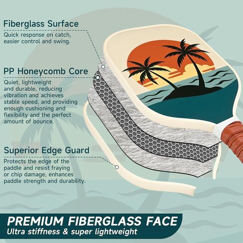 Purple Pickleball Paddlles ، مجموعة Pickleball Paddles المعتمدة من USAPA من 2 ، Polypropylene Honeycomb Core ، مجموعة Pickleball من الألياف الزجاجية مع مضاربتين للمخلل ، 4 كرات المخللات ، حقيبة واحدة للمخللة للنساء in Kuwait