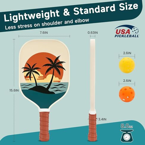 Purple Pickleball Paddlles ، مجموعة Pickleball Paddles المعتمدة من USAPA من 2 ، Polypropylene Honeycomb Core ، مجموعة Pickleball من الألياف الزجاجية مع مضاربتين للمخلل ، 4 كرات المخللات ، حقيبة واحدة للمخللة للنساء in Kuwait