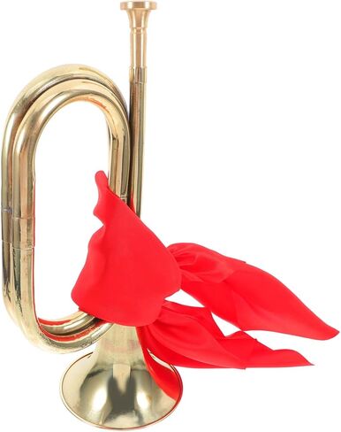 آلة النفخ النحاسية ذات القرن العسكري Ciieeo Bugle للمبتدئين مع وشاح أحمر، بوق بوق معدني ذهبي لفرقة المدرسة وأداء المسرح in Saudi Arabia