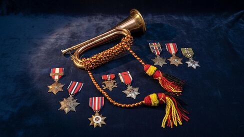 Military Style Brass Bugle with Braided Cord – Music Collectible or Army Style Ceremonial Horn in Saudi Arabia
