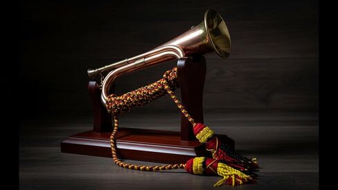 Military Style Brass Bugle with Braided Cord – Music Collectible or Army Style Ceremonial Horn in Saudi Arabia