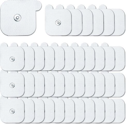 TENS Unit Replacement Pads, 40 PCS Adhesive Electrode, Reusable Replacement Electrodes, Compatible with Muscle Stimulator Machine of Most Brand, Standard 3.5 mm Snap-on Connector, 2" X 2" in Kuwait