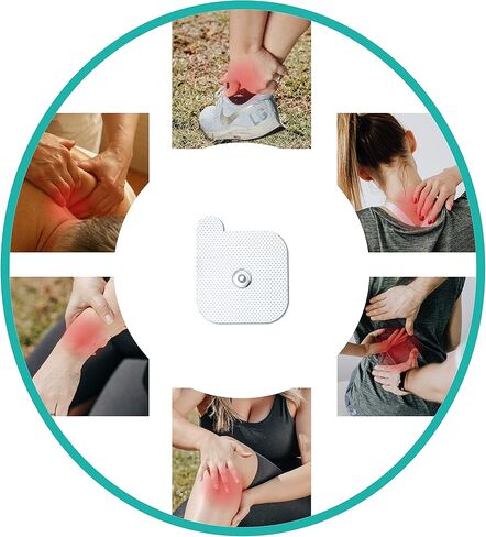 TENS Unit Replacement Pads, 40 PCS Adhesive Electrode, Reusable Replacement Electrodes, Compatible with Muscle Stimulator Machine of Most Brand, Standard 3.5 mm Snap-on Connector, 2" X 2" in Kuwait