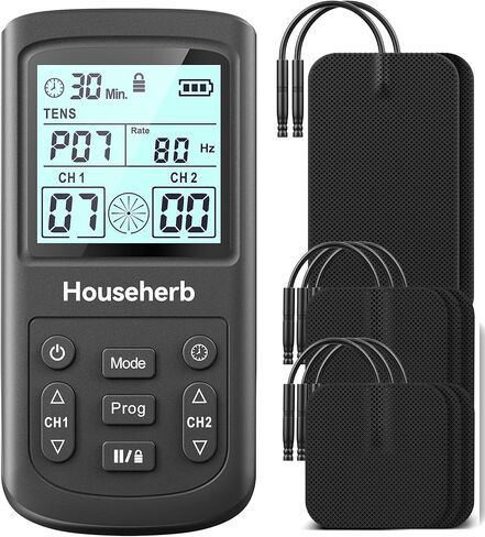وحدة تحفيز العضلات لتخفيف الآلام، جهاز EMS TENS 3 في 1 مع 28 وضعًا، و40 مستوى كثافة، مدلك ثنائي القناة قابل لإعادة الشحن مع 8 وسادات للظهر والرقبة والكتف وعرق النسا in Kuwait