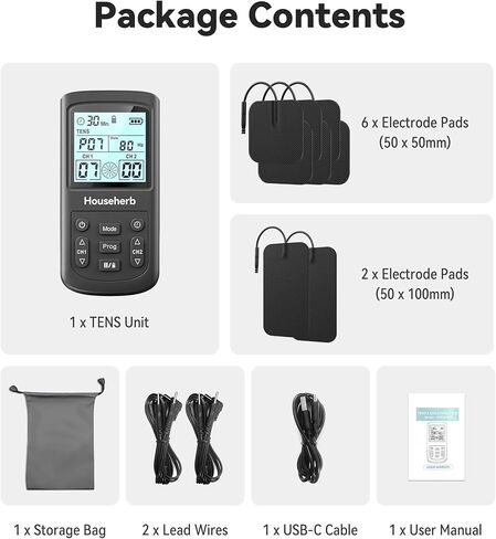 وحدة تحفيز العضلات لتخفيف الآلام، جهاز EMS TENS 3 في 1 مع 28 وضعًا، و40 مستوى كثافة، مدلك ثنائي القناة قابل لإعادة الشحن مع 8 وسادات للظهر والرقبة والكتف وعرق النسا in Kuwait