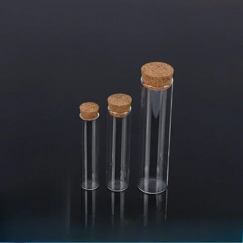 Dia 12mm to 30mm Transparent Clear Lab Flat Bottom Thickening Glass Test Tube with Cork Stoppers(25x150mm 20pcs) in Saudi Arabia