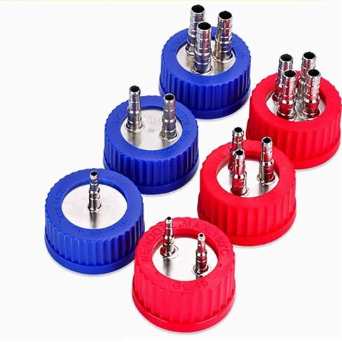 Lab Stainless Steel Mobile Phase Bottle Cap Adapter, Reagent Bottle Cap for Waste Liquid & Feeding Bottles(304 Small 3 Hole) in Saudi Arabia