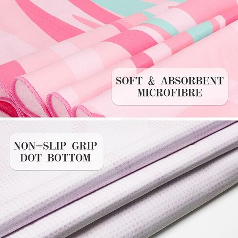 Yoga Mat Towel Cover with Large Corner Pockets, Non Slip Grip Microfiber Mat Cover Mat for Hot Yoga, Pilates and Gym Workout, 70" L x 26" W, Pink in Kuwait