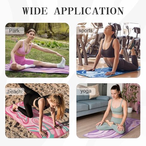 Yoga Mat Towel Cover with Large Corner Pockets, Non Slip Grip Microfiber Mat Cover Mat for Hot Yoga, Pilates and Gym Workout, 70" L x 26" W, Pink in Kuwait