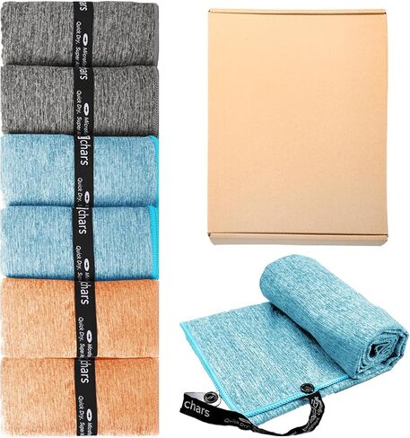 مناشف الصالة الرياضية المصنوعة من الألياف الدقيقة - سريعة الجفاف، عالية الامتصاص، ألياف ماصة خالية من الروائح الأيونية الفضية، للرجال والنساء - لليوجا الساخنة، والتنس، والجري، والتمرين، والتخييم، مجموعة من 6 قطع رمادي فحمي (مجموعة ألوان مختلطة) in Kuwait