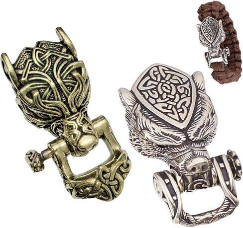NBEADS 2 Pcs 2 Colors Brass EDC Beads, Brass Paracord Buckles Parachute String Beads Metal Charms for Lanyard Keychain Bracelet, 1.7x0.9x0.5 Inch in Saudi Arabia