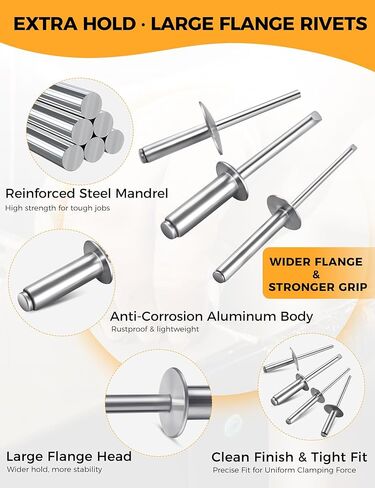 Large Flange 1/8 x 1/2 Inch Blind Rivets 3.2 * 13mm 250 Aluminum Pop Silver for Sheet Metal Plastic Wood in Saudi Arabia