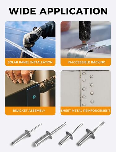 Large Flange 1/8 x 1/2 Inch Blind Rivets 3.2 * 13mm 250 Aluminum Pop Silver for Sheet Metal Plastic Wood in Saudi Arabia