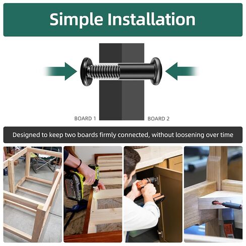 20Pcs 1/4-20 x 1-1/4" Flat Socket Head Cap Screws Bolts Barrel Nuts Kit, 304 Stainless Steel 18-8 Furniture Bolts Screws and Nuts, Black Oxided in Kuwait