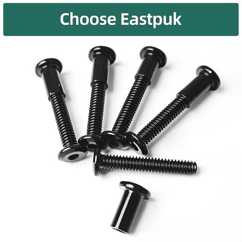 20Pcs 1/4-20 x 1-1/4" Flat Socket Head Cap Screws Bolts Barrel Nuts Kit, 304 Stainless Steel 18-8 Furniture Bolts Screws and Nuts, Black Oxided in Kuwait