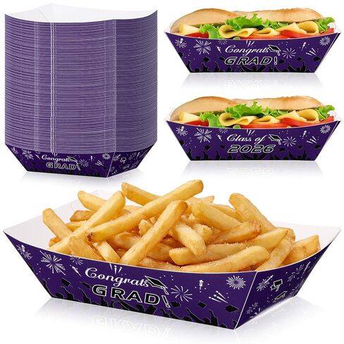 Baderke 100 Pcs 2026 Graduation Paper Food Trays 2lb Disposable Paper Serving Trays Nacho Hot Dog Boats Plates Bowls for Graduation Party Decorations Supplies(Red) in Saudi Arabia